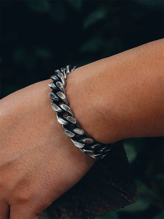 Heavy Cuban Link 925 Sterling Silver Biker Bracelet product view 3