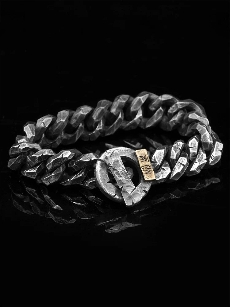 Hand-Engraved Heavy 925 Silver Cuban Bracelet product view 1