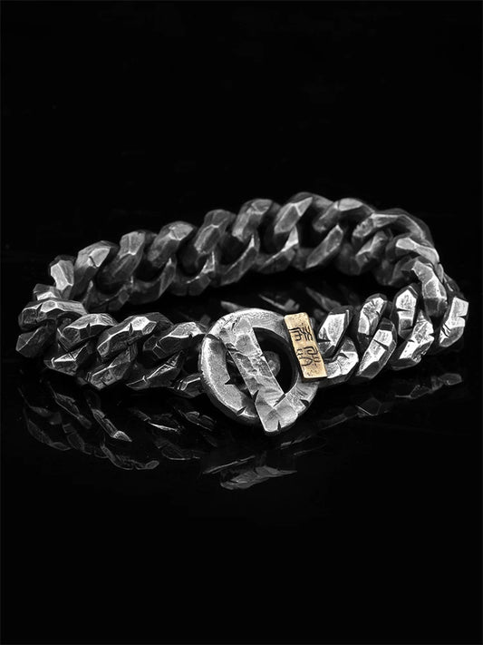 Hand-Engraved Heavy 925 Silver Cuban Bracelet product view 1