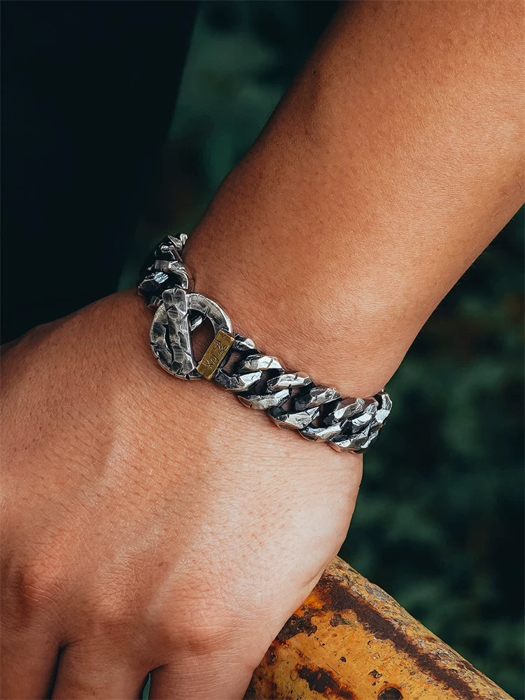 Hand-Engraved Heavy 925 Silver Cuban Bracelet product view 4
