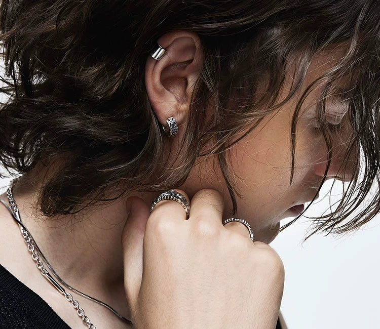 Sterling Silver Biker Clip-On Earrings for Bikers - view 3