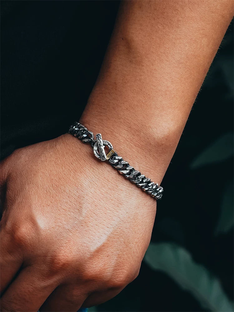 8.5mm Engraved Cuban Link 925 Silver Bracelet product view 3