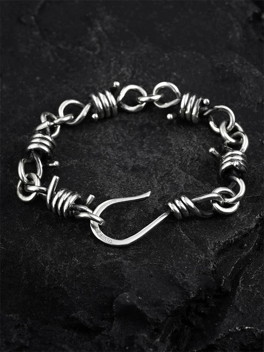 Gothic Thorn Wire 925 Sterling Silver Bracelet product view 1
