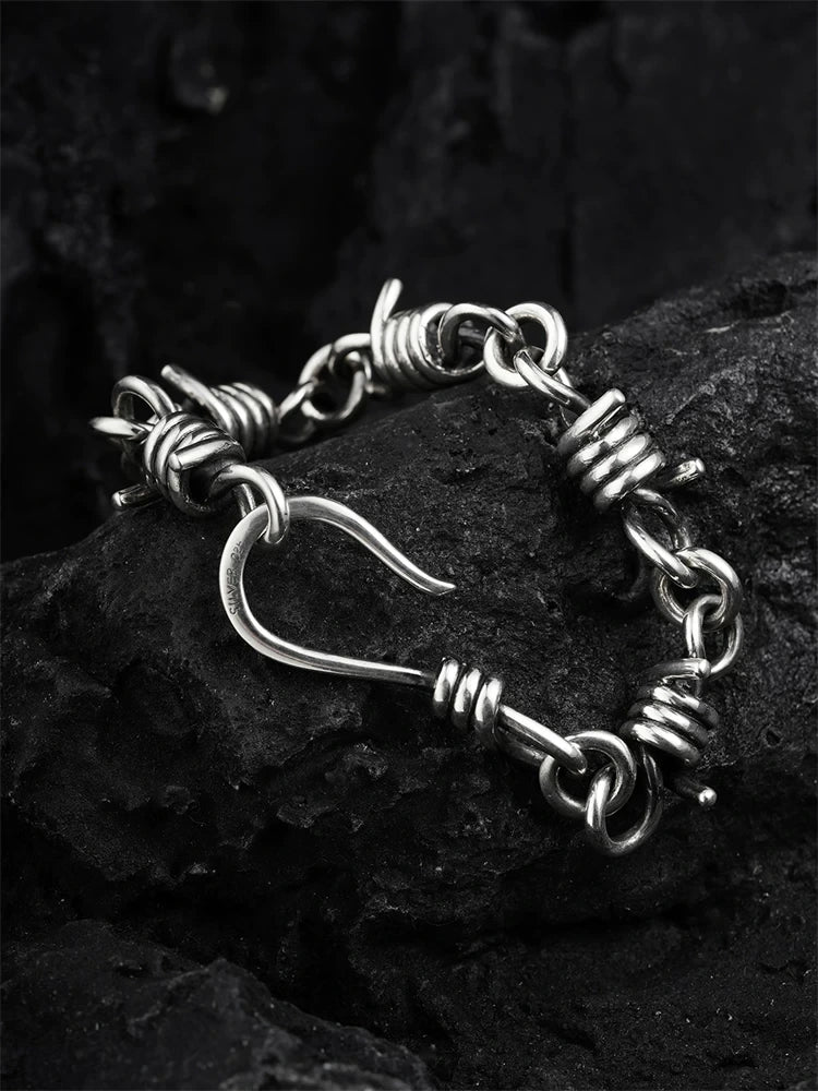 Gothic Thorn Wire 925 Sterling Silver Bracelet product view 2