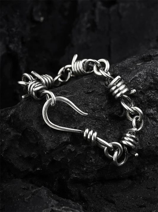 Gothic Thorn Wire 925 Sterling Silver Bracelet product view 2