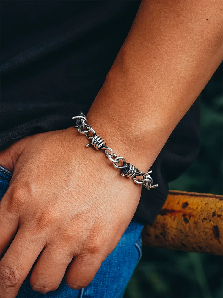 Gothic Thorn Wire 925 Sterling Silver Bracelet product view 3