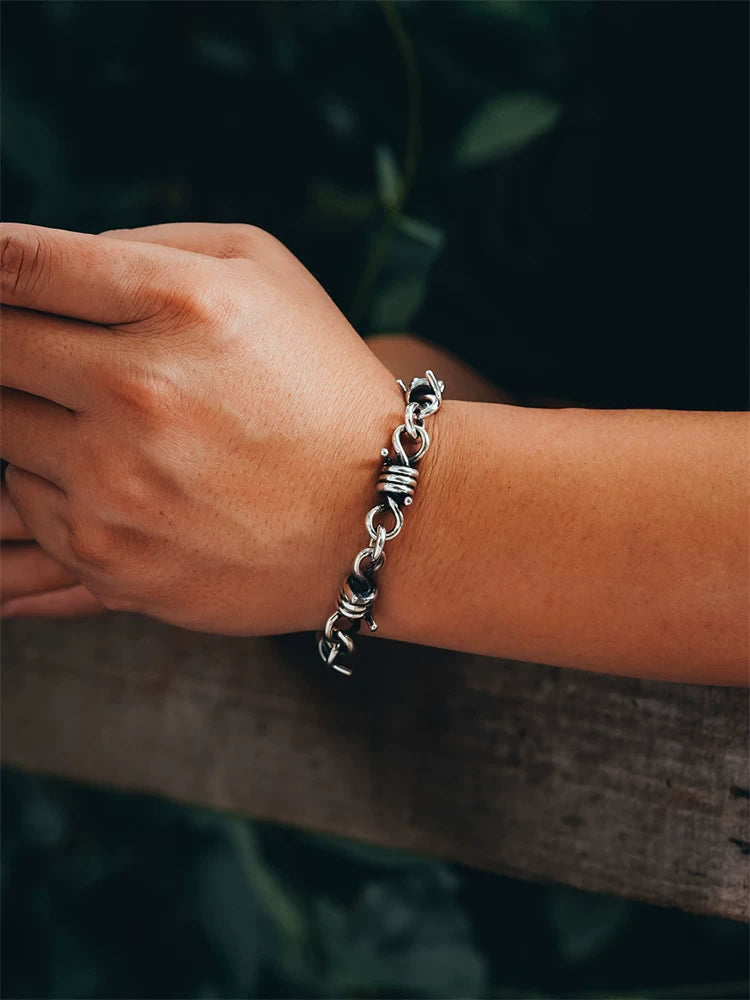 Gothic Thorn Wire 925 Sterling Silver Bracelet product view 4