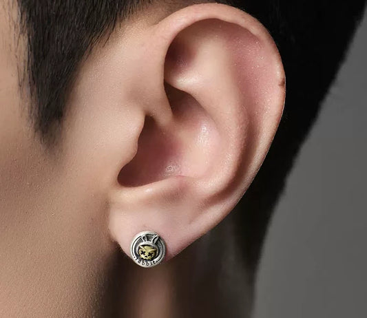 Sterling Silver Mechanical Rabbit Stud Earrings for Bikers - view 2