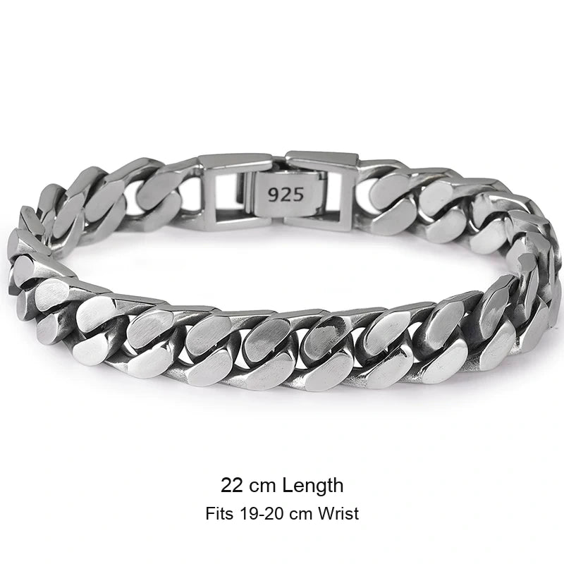 Flat Cuban Link 925 Sterling Silver Biker Bracelet size option 5
