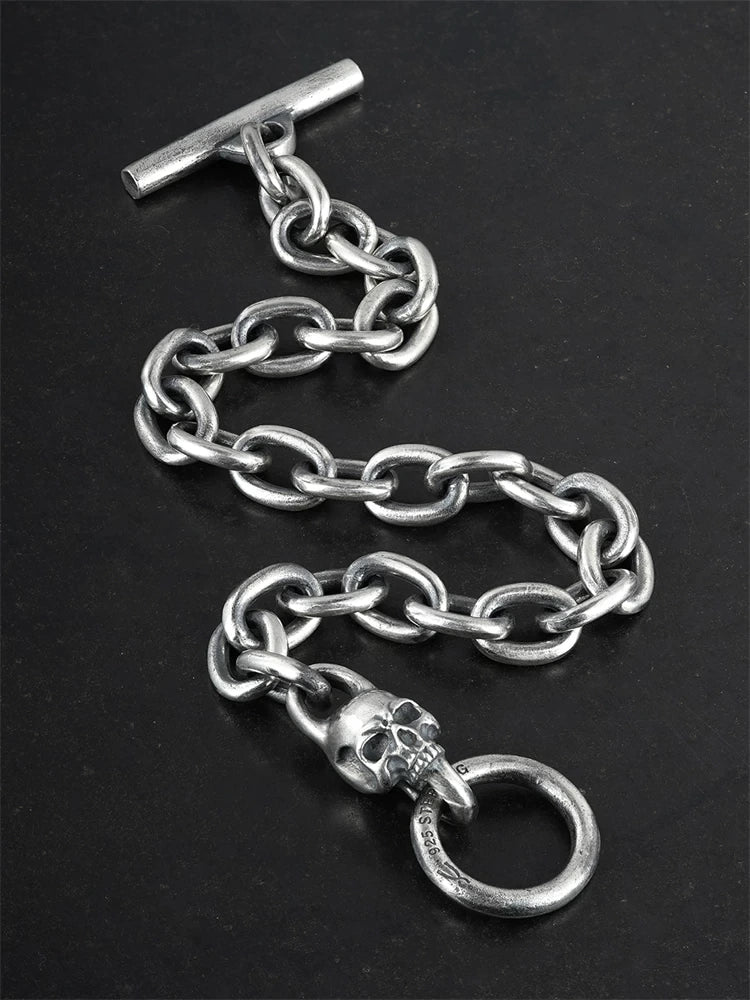 Skull Toggle 925 Sterling Silver Biker Bracelet product view 1