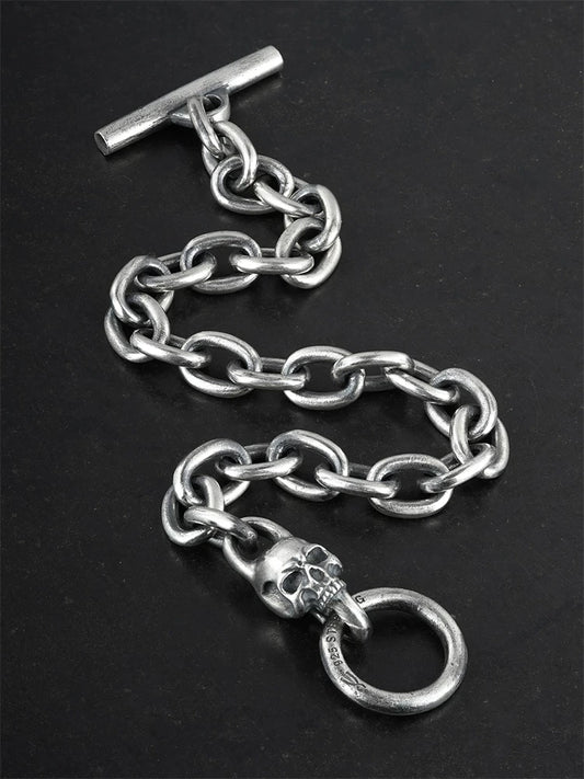 Skull Toggle 925 Sterling Silver Biker Bracelet product view 1