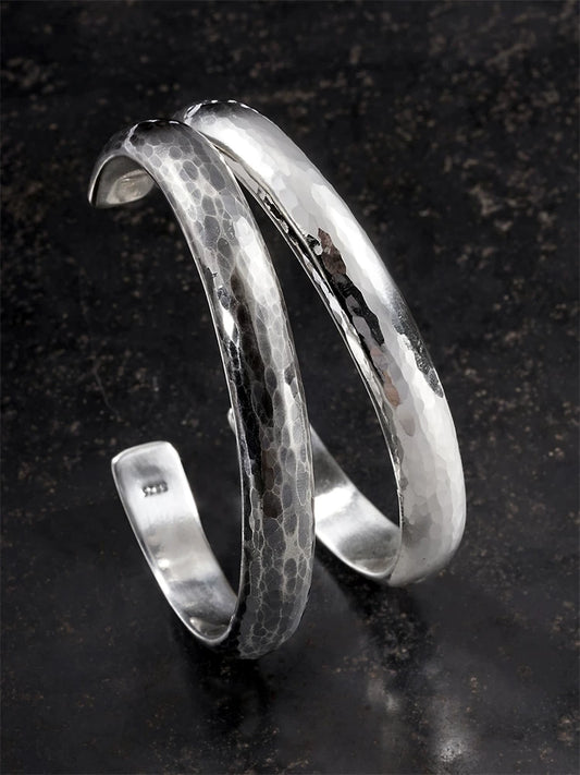 Solid Hammered 925 Sterling Silver Biker Cuff product view 1