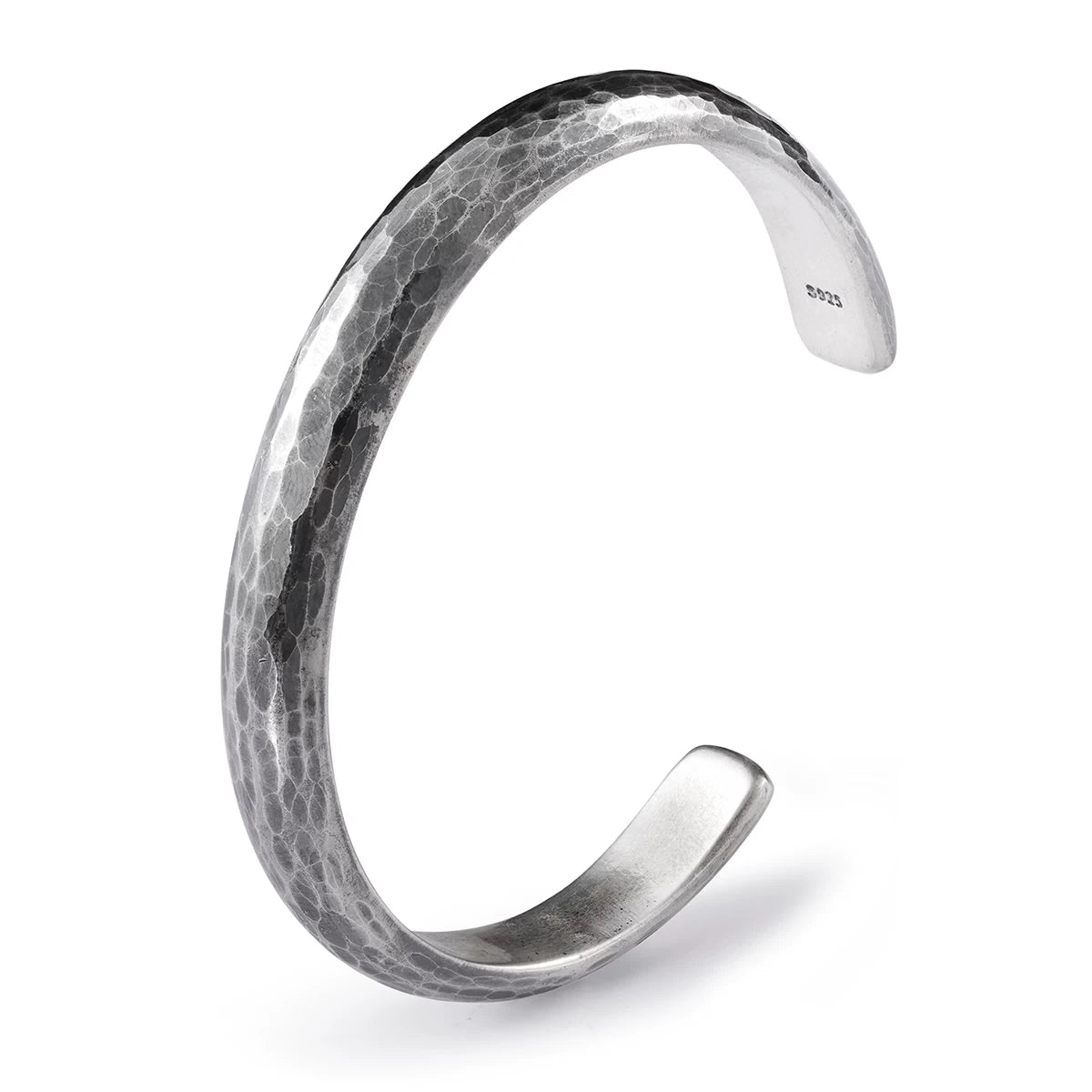 Solid Hammered 925 Sterling Silver Biker Cuff finish and fit option