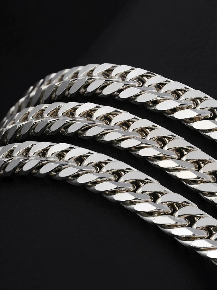 8mm Eight-Cut Curb Link 925 Silver Biker Bracelet product view 2