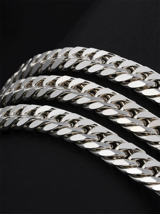 8mm Eight-Cut Curb Link 925 Silver Biker Bracelet product view 2