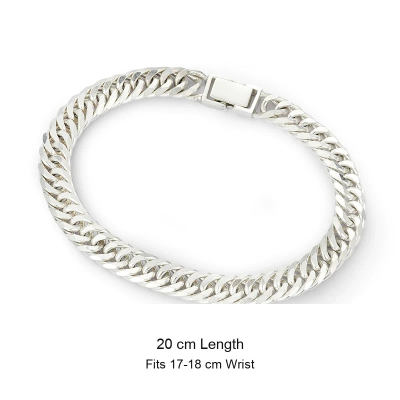 8mm Eight-Cut Curb Link 925 Silver Biker Bracelet size option 4