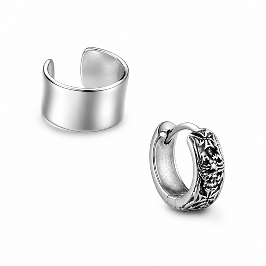 Sterling Silver Cross Clip-On Earrings for Bikers - product-only front view