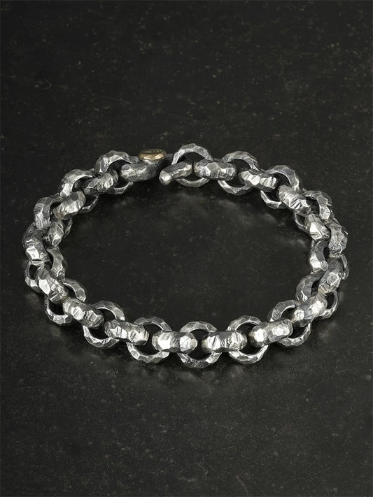 11mm Engraved Lucky Bead 925 Silver Biker Bracelet product view 2