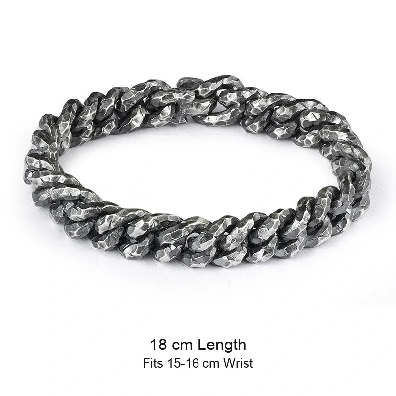 925 sterling silver biker bracelet size guide in English