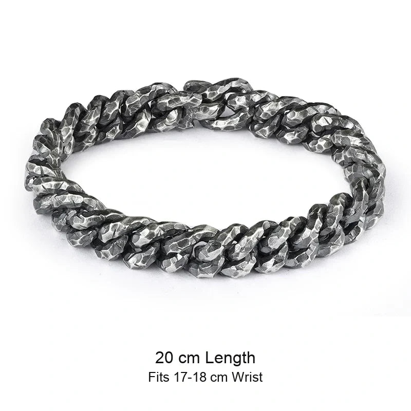 925 sterling silver biker bracelet size guide in English