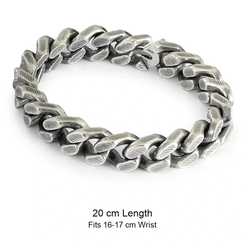 925 sterling silver biker bracelet size guide in English