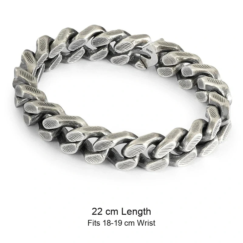 925 sterling silver biker bracelet size guide in English