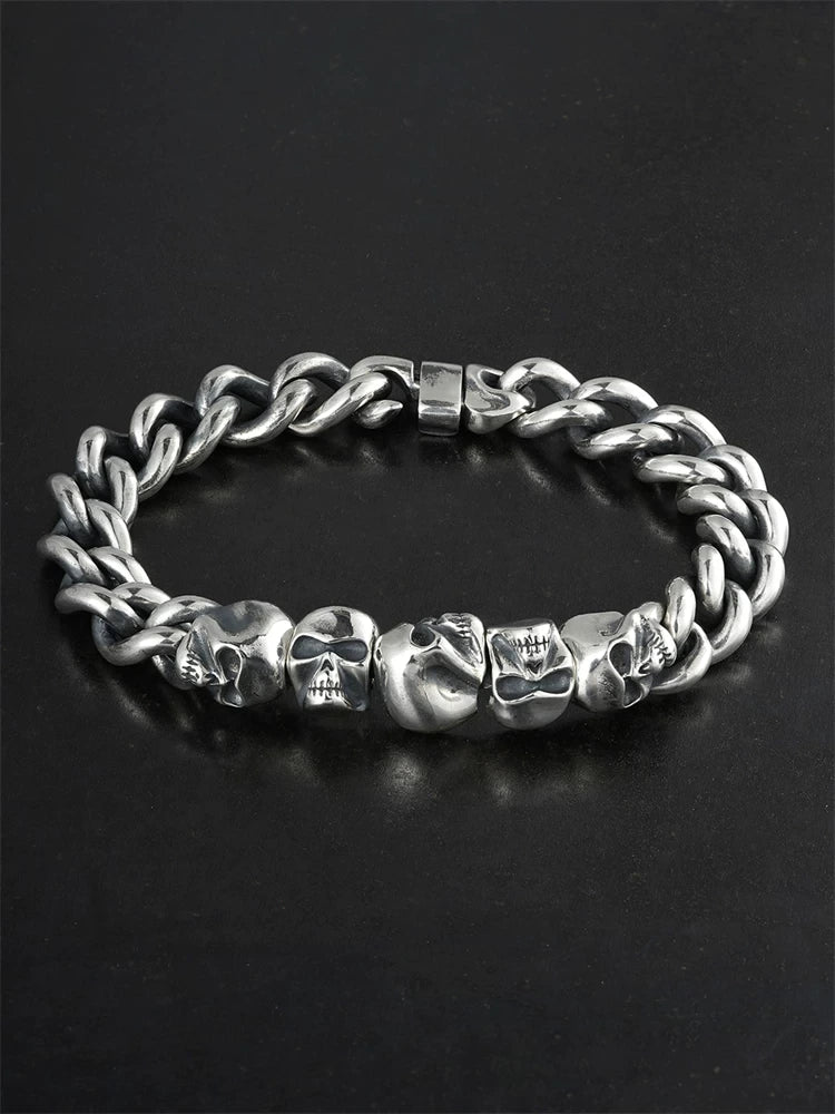 Twisted Skull Link 925 Sterling Silver Bracelet product view 1