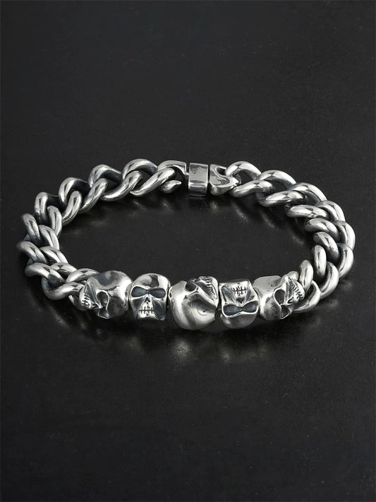 Twisted Skull Link 925 Sterling Silver Bracelet product view 1