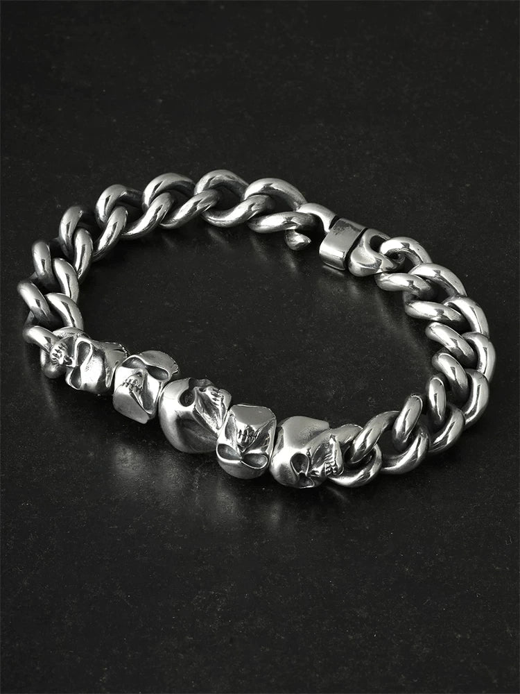 Twisted Skull Link 925 Sterling Silver Bracelet product view 2