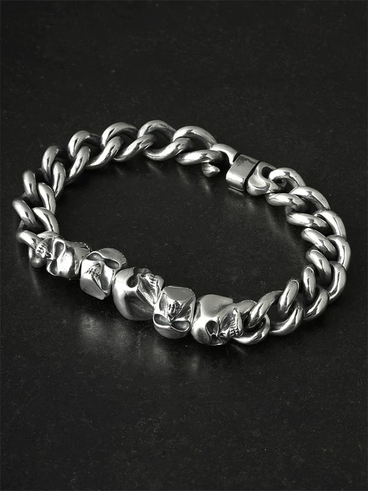 Twisted Skull Link 925 Sterling Silver Bracelet product view 2