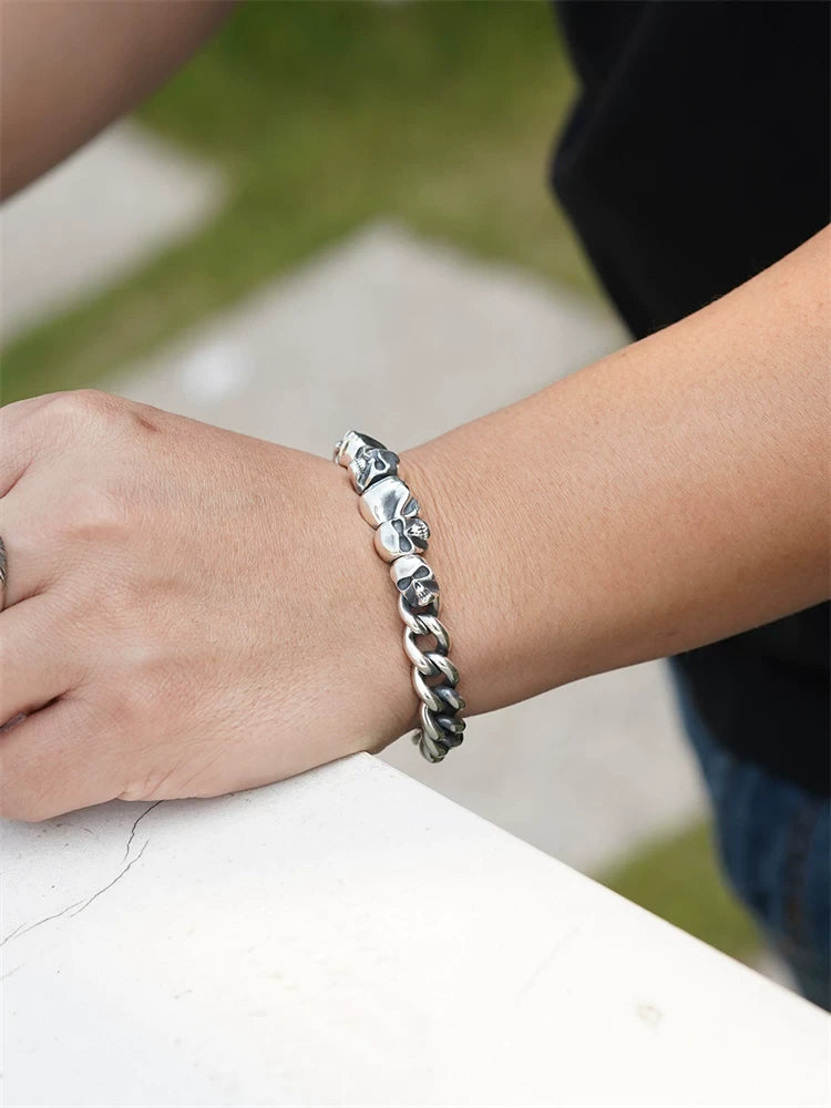 Twisted Skull Link 925 Sterling Silver Bracelet product view 3