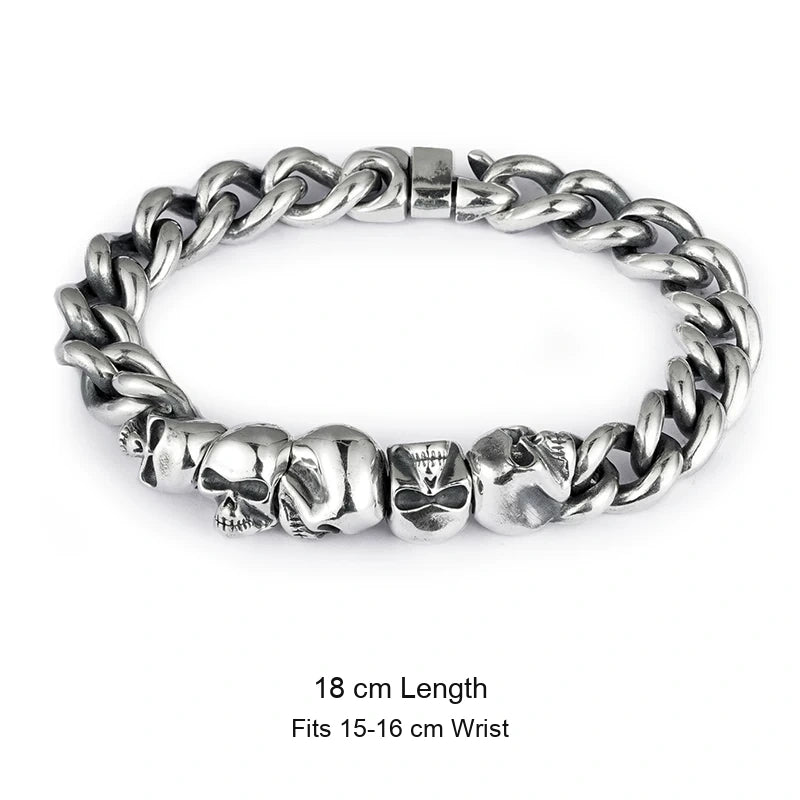 Twisted Skull Link 925 Sterling Silver Bracelet size option 2