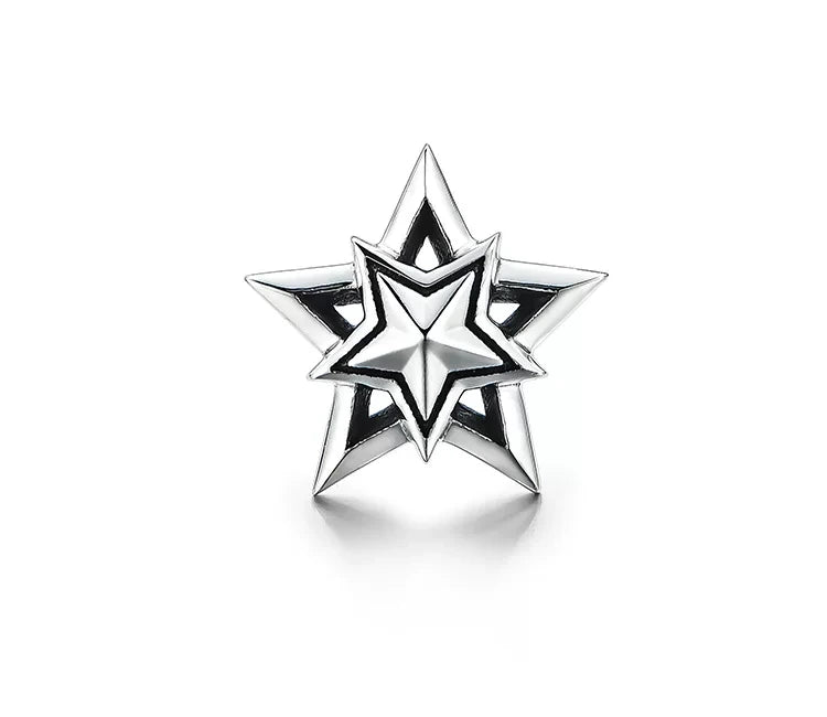 Sterling Silver Layered Star Stud Earrings for Bikers - view 1