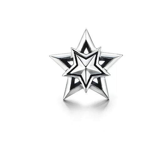 Sterling Silver Layered Star Stud Earrings for Bikers - view 1