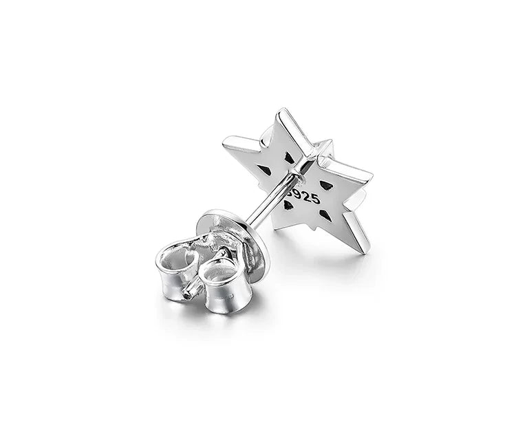 Sterling Silver Layered Star Stud Earrings for Bikers - view 2