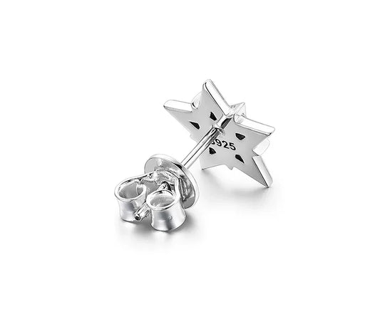 Sterling Silver Layered Star Stud Earrings for Bikers - view 2