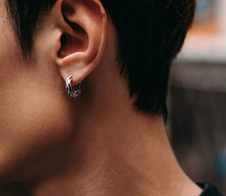 Sterling Silver Möbius Drop Earrings for Bikers - view 2
