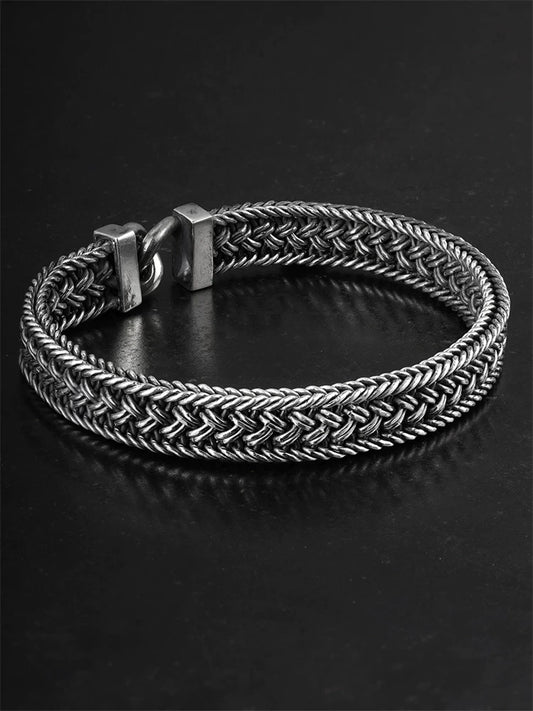 Woven 925 Sterling Silver Biker Bracelet product view 1
