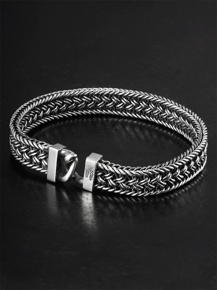 Woven 925 Sterling Silver Biker Bracelet product view 2