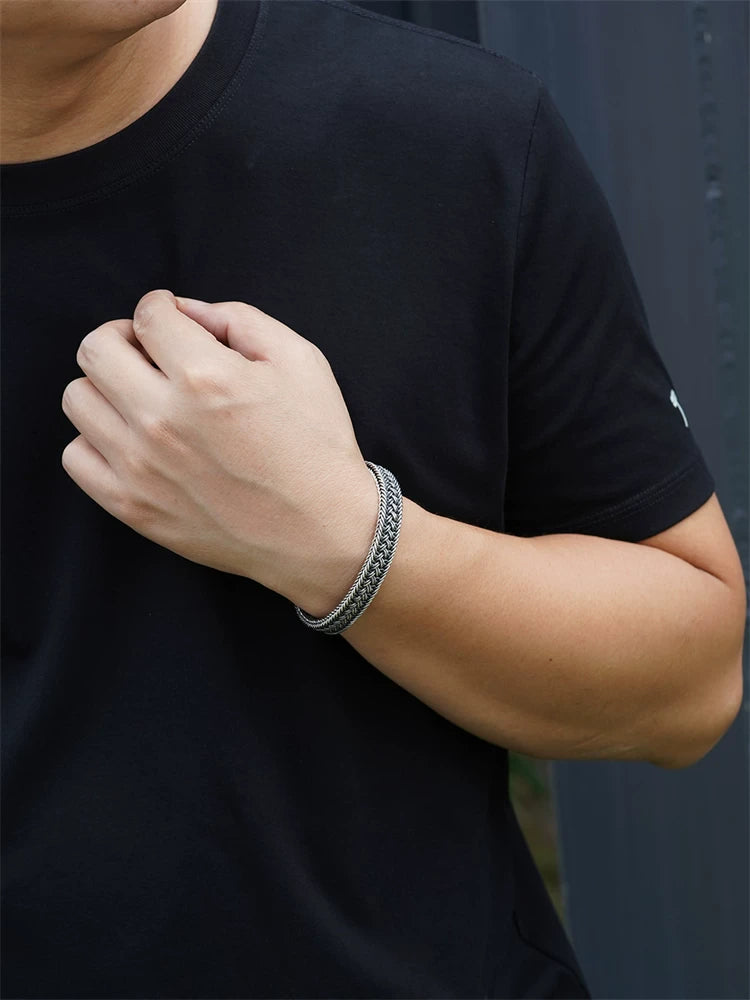 Woven 925 Sterling Silver Biker Bracelet product view 4