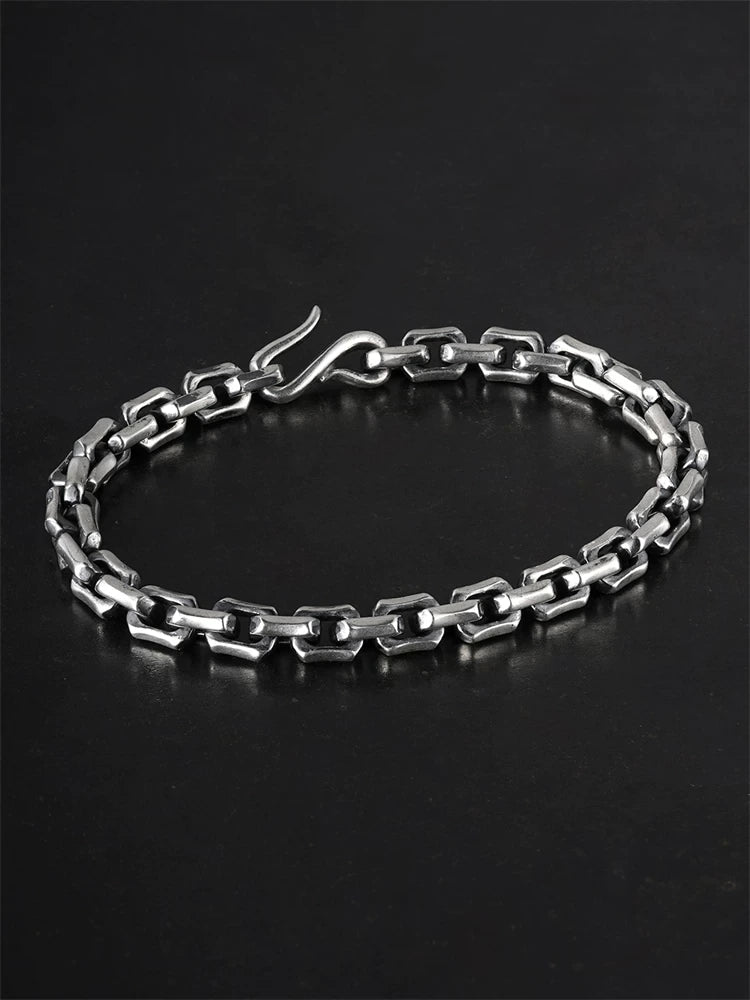 6.3mm Angular Link 925 Sterling Silver Bracelet product view 1