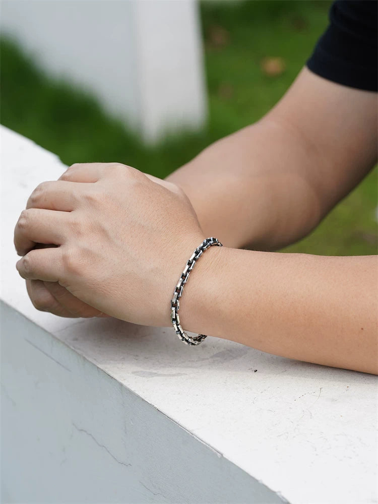 6.3mm Angular Link 925 Sterling Silver Bracelet product view 4