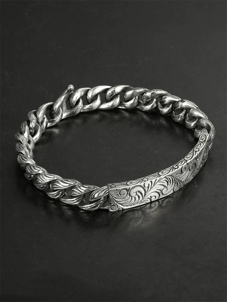 Arabesque ID Plate 925 Silver Biker Bracelet product view 2