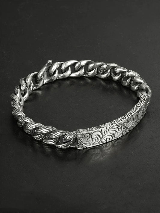 Arabesque ID Plate 925 Silver Biker Bracelet product view 2