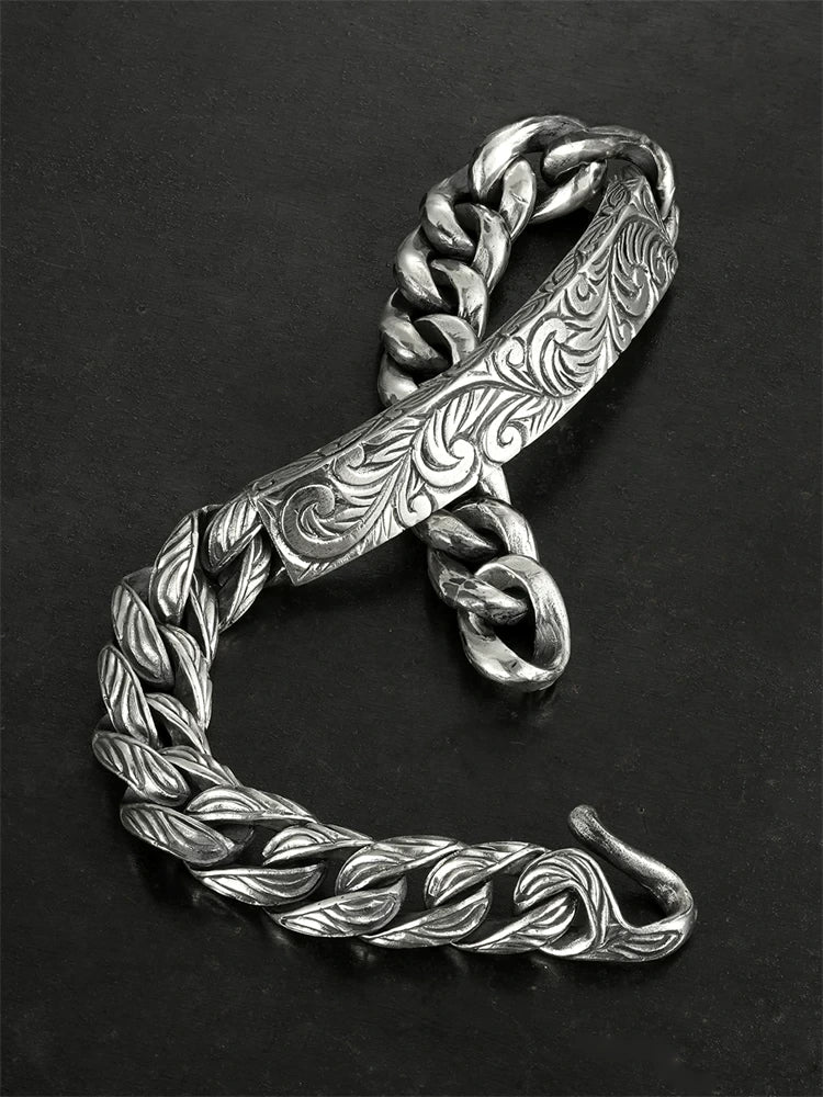Arabesque ID Plate 925 Silver Biker Bracelet product view 3