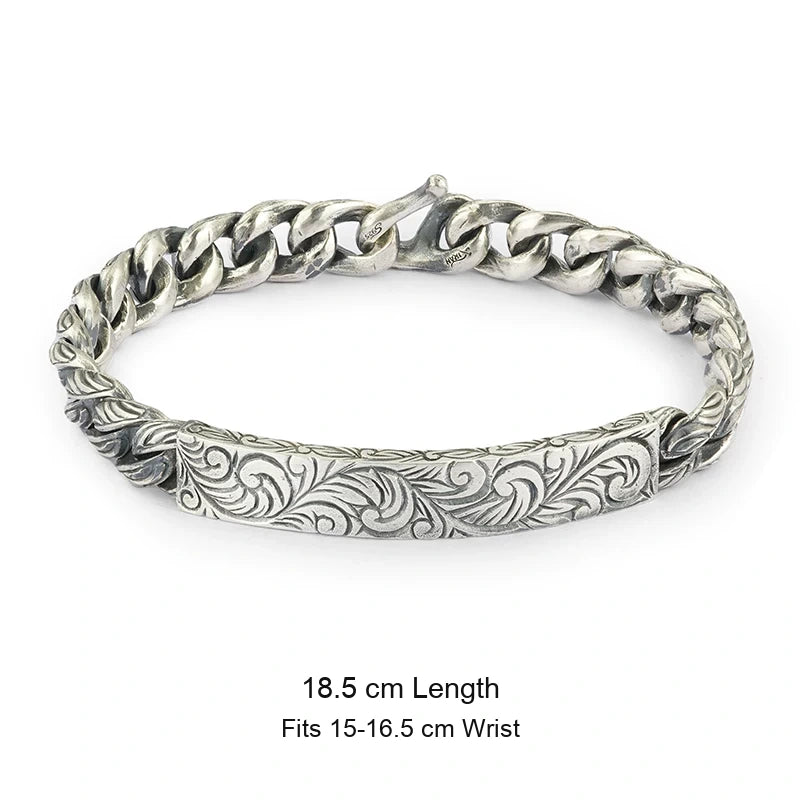 Arabesque ID Plate 925 Silver Biker Bracelet size option 1
