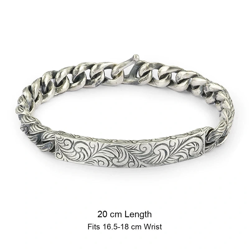 Arabesque ID Plate 925 Silver Biker Bracelet size option 2