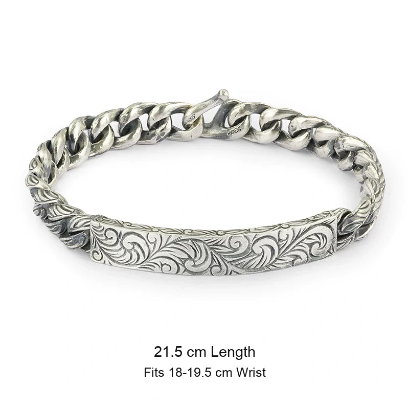 Arabesque ID Plate 925 Silver Biker Bracelet size option 3