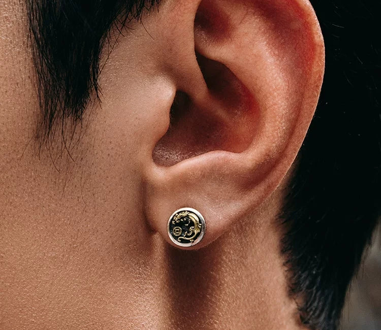 Sterling Silver Pixiu Stud Earrings for Bikers - view 3