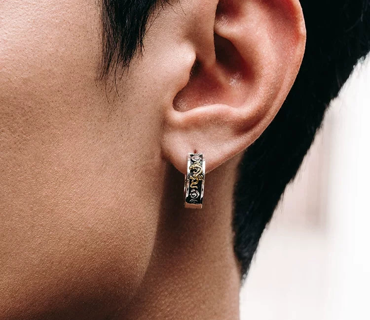 Sterling Silver Pixiu Hoop Earrings for Bikers - view 1